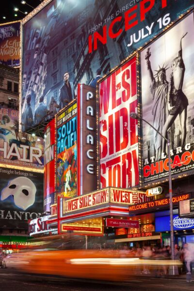 Times Square, inception, night, New York City, street photography, light, long exposure, New York taxi, yellow
